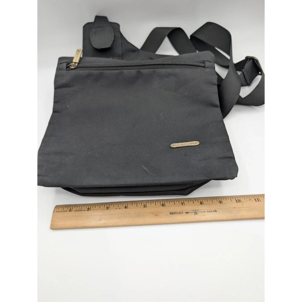 Travelon‎ Anti-Theft Black Crossbody Travel Bag RFID Organizer Leopard Lining